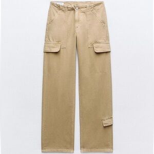 Zara MID WAIST ADJUSTABLE STRAP CARGO PANTS